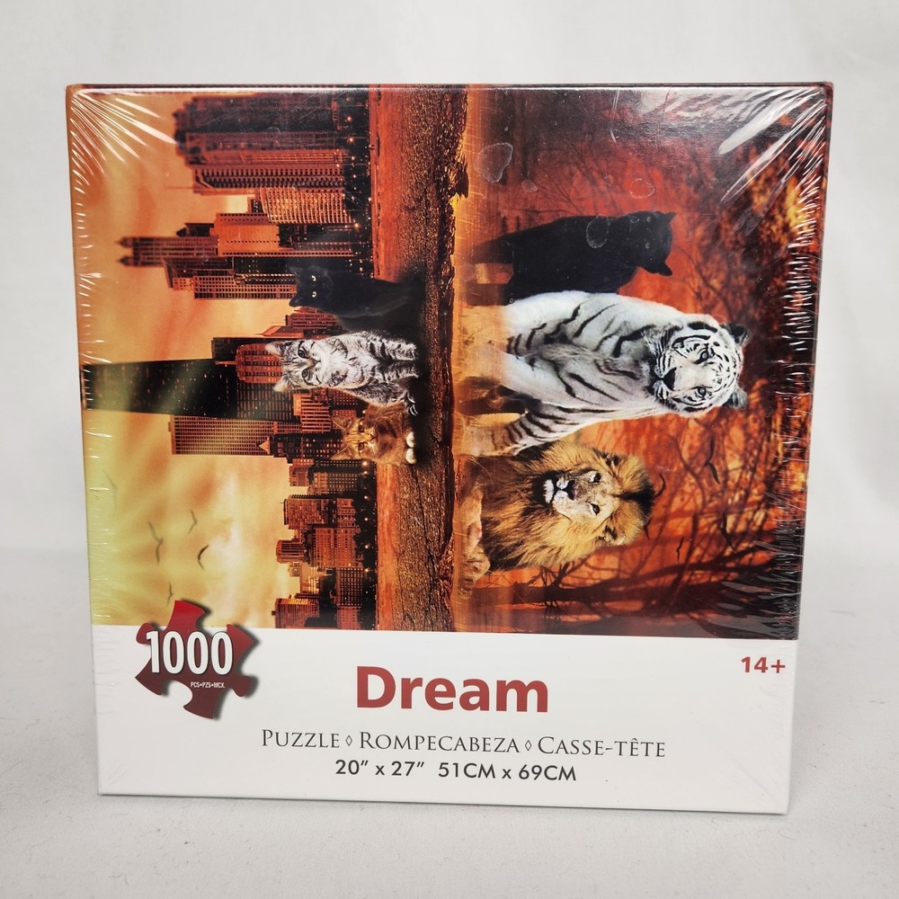 New Sealed Lzbabyily "Dream" 1000 pc Puzzle 14+ Cats/Big Cats Mirror Image 20x27